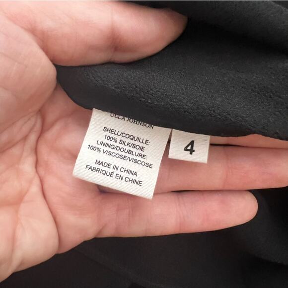 Ulla Johnson Black Paisley & Floral Print Silk Chiffon Midi Ruffled Skirt sz 4 - Picture 7 of 8